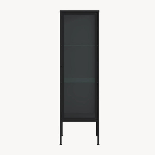 Vitrinenschrank Borshavisa 116x34x30 cm Stahl Schwarz [en.casa]