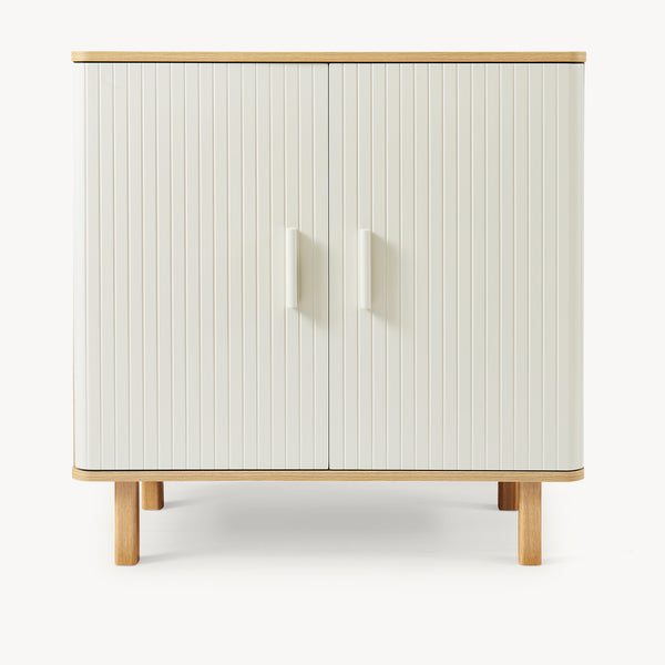 Sideboard Ferrersp mit 2 Türen 80x80x40 cm Eicheoptik/Sandfarben [en.casa]