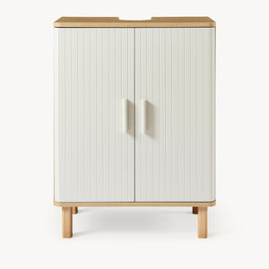 Waschbeckenunterschrank Ferrersp 80x60x35 cm Eicheoptik/Sandfarben [en.casa]