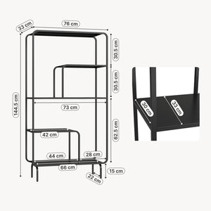 Bücherregal Færder Stahl 145x76x33 cm Schwarz [en.casa]