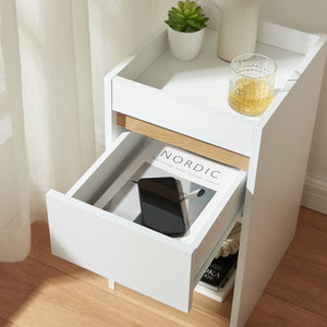 Nachttisch Lure 55x30x35 cm Weiß/Eicheoptik [en.casa]