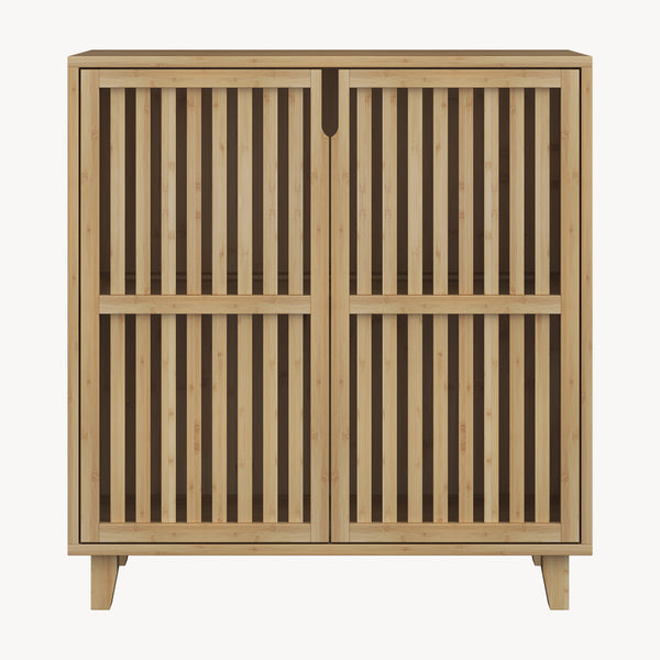 Beistellschrank Sirgerg 77x72x33 cm Bambus Natur [en.casa]