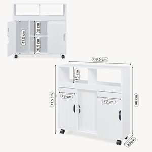 Beistellschrank auf Rollen Fadeskimma 72x70x20 cm Weiß [en.casa]