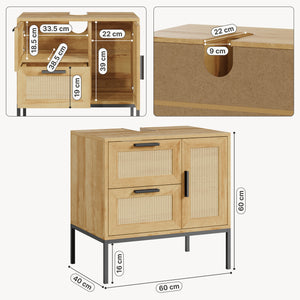 Waschbeckenunterschrank Marhasa 60x60x40 cm Eicheoptik/Schwarz [en.casa]