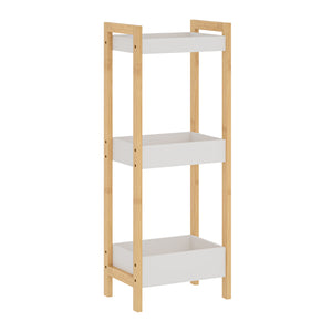 Badregal Anun mit 3 Ebenen 75x28x20 cm Bambus Natur/Weiß [en.casa]