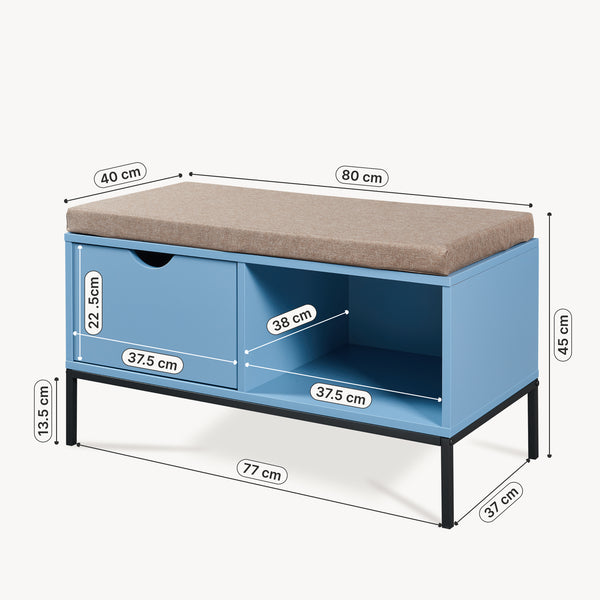 Schuhbank Colwyn 80x40x45 cm Blau [en.casa]