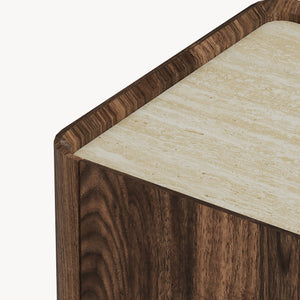 Kommode Trorlon 83x80x40 cm Walnussoptik/Travertin [en.casa]