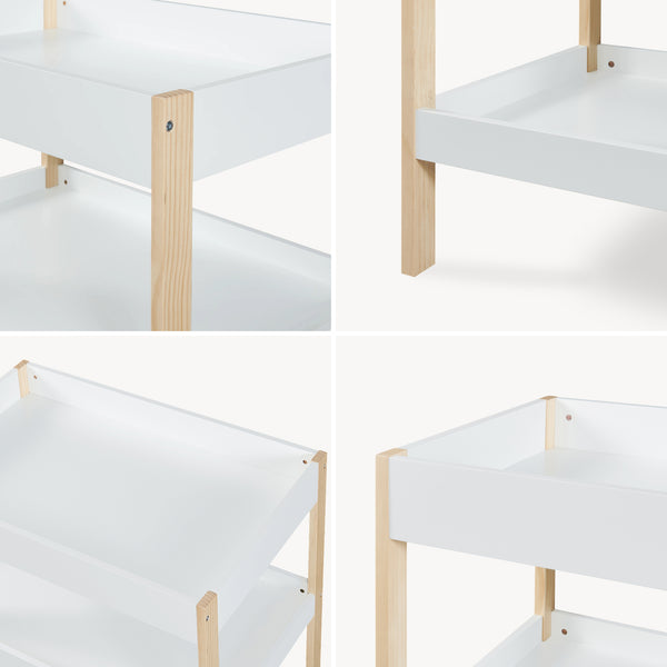 Wickeltisch Oupilu mit 2 Ablagen 91x82x53 cm Weiß [en.casa]