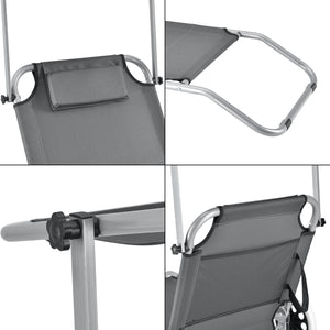 Sonnenliege Falun mit Dach und Rollen Anthrazitgrau casa.pro