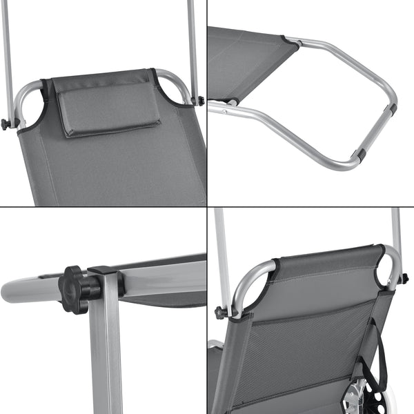 Sonnenliege Falun mit Dach und Rollen Anthrazitgrau casa.pro