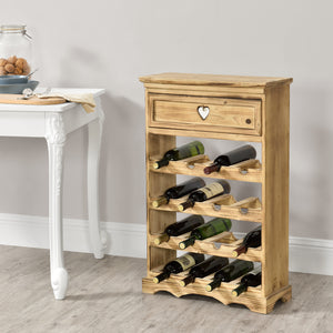 Weinregal Mosel 86x55x22 cm für 16 Flaschen mit Schublade en.casa
