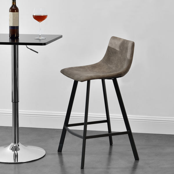 2er-Set Barhocker Edinburgh mit Metallbeinen Wildlederimitat Gepolstert Dunkelgrau en.casa
