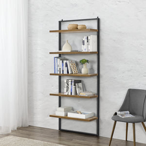 Bücherregal Emmaboda 195x80x30cm mit 5 Ablageflächen Holz / Schwarz en.casa