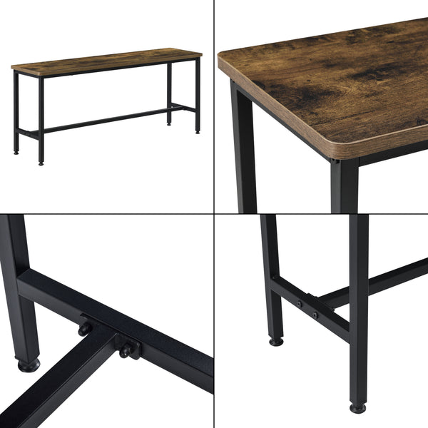 Esstisch- und Bank Set Pajala Schwarz/Dunkler Holzton en.casa