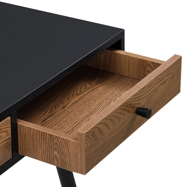 Schreibtisch Tumba 115x48x75cm Schwarz/Dunkler Holzton en.casa