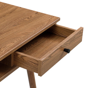 Schreibtisch Habo mit Ablage und Schublade 115x48x74cm Dunkler Holzton en.casa