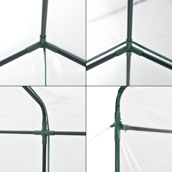 Gewächshaus Grünau mit Ablagen 200x200x220cm Transparent [en.casa]