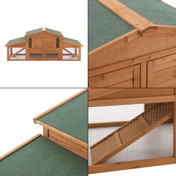 Kaninchenstall Schmitten 72x180x62cm Tannenholz [en.casa]