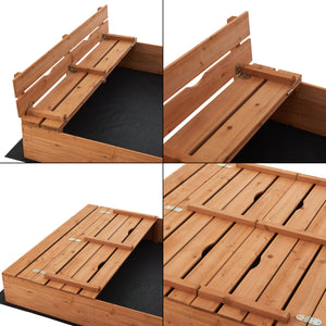 Sandkasten Campillos mit Sitzmöglichkeit 23,5x118x114 cm Holz Natur [en.casa]