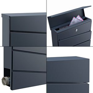 Briefkasten Achtrup 37x37x11cm Stahl Anthrazit [en.casa]