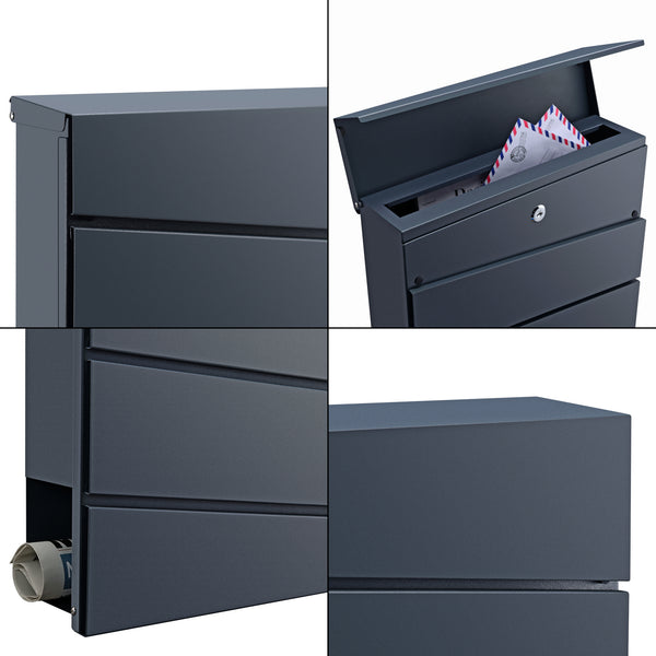 Briefkasten Achtrup 37x37x11cm Stahl Anthrazit [en.casa]