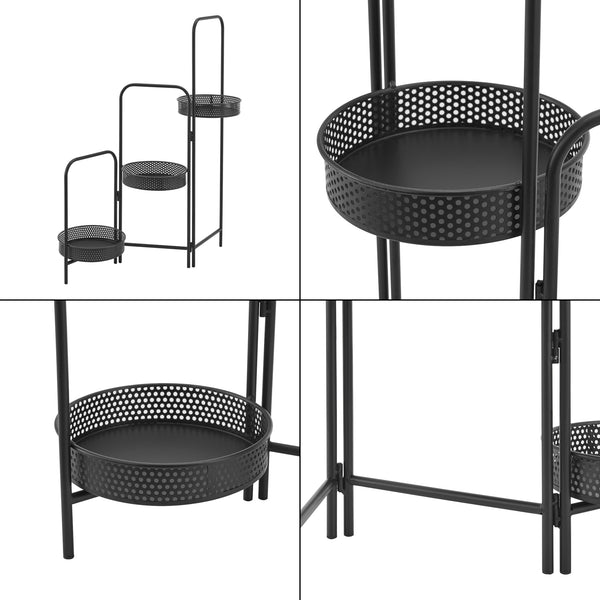 Pflanzständer Vrasene mit 3 Pflanzschalen Metall Schwarz [en.casa]