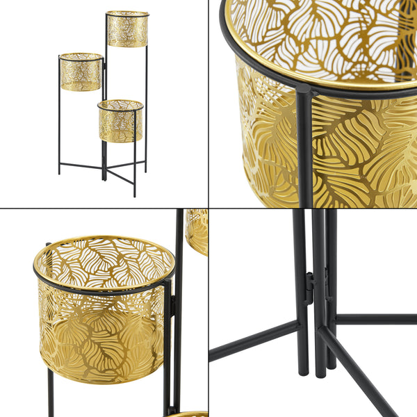 Blumenständer Verrebroek Schwarz/Messingfarben [en.casa]