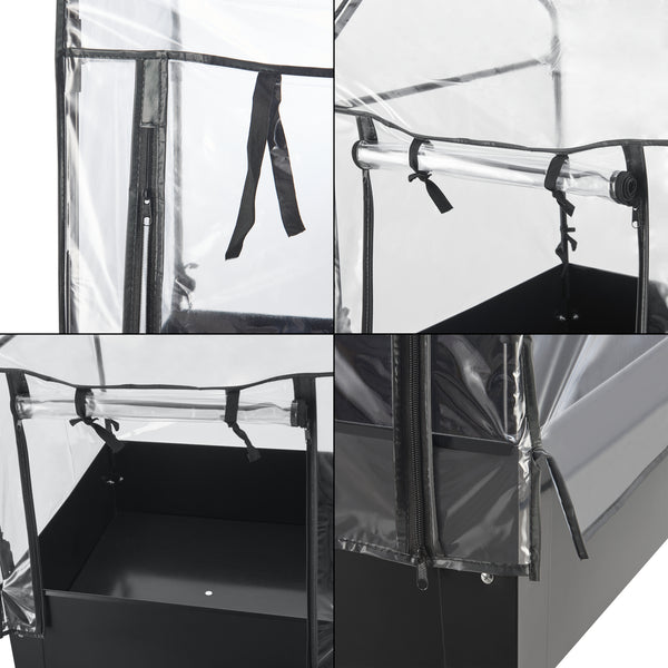 Hochbeet mit Gewächshaus Katwijk 60x60x152cm Stahl Anthrazit [en.casa]