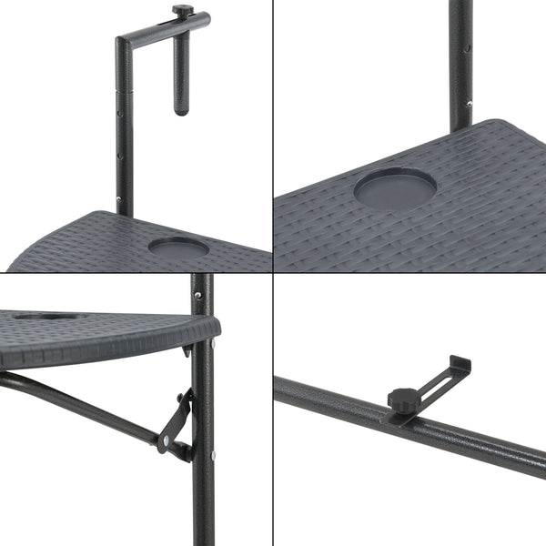 Balkonhängetisch Cicala 84x60x64 cm Halbrund Stahl Dunkelgrau [en.casa]