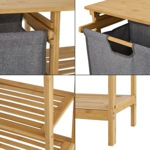 Badregal mit Wäschekorb Nousiainen Bambus 80 x 100 x 30 cm [en.casa]