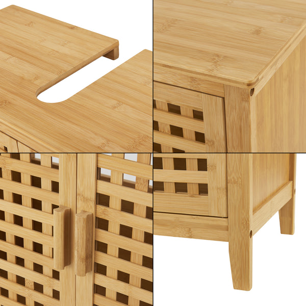 Waschbeckenunterschrank Ingmarsö Bambus 60x67x30cm [en.casa]