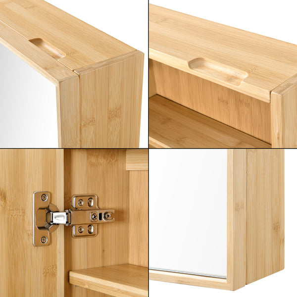 Spiegelschrank Ikorfat 60,5 x 35 x 14 cm Bambus Natur [en.casa]