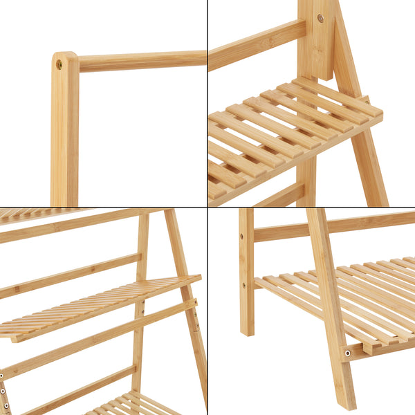 Pflanzenleiter Brändö 3-Ebenen 144 x 70 x 39,5 cm Bambus  [en.casa]