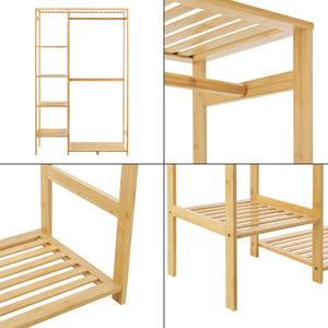 Garderobenständer Eurajoki 139x100x40 cm Bambus Natur [en.casa]