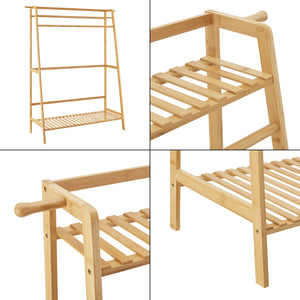 Garderobenständer Föglö 139 x 100 x 40 cm Bambus Natur [en.casa]