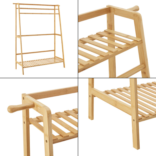 Garderobenständer Föglö 139 x 100 x 40 cm Bambus Natur [en.casa]