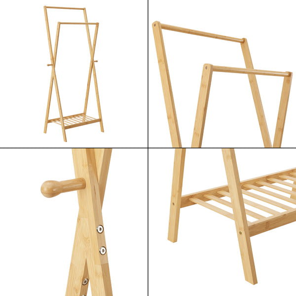 Garderobenständer Keitele 150 x 60 x 42 cm Bambus Natur [en.casa]