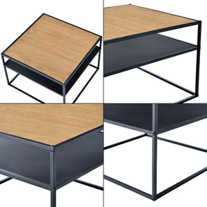 Beistelltisch Quinisut 40 x 55 x 55 cm Holz-Optik/Schwarz [en.casa]