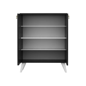 Schuhschrank Gjern mit 2 Türen Marmoroptik Schwarz [en.casa]