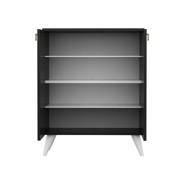 Schuhschrank Gjern mit 2 Türen Marmoroptik Schwarz [en.casa]