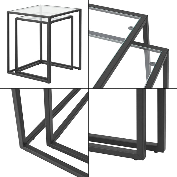 Satztisch Holstebro Schwarz/Transparent [en.casa]