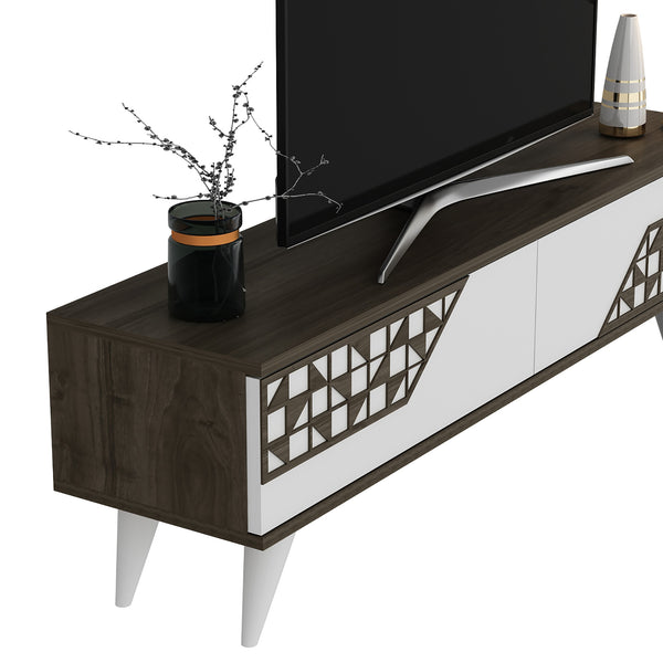 Fernsehtisch Örkelljunga 40x120x30 cm Weiß / Walnuss [en.casa]