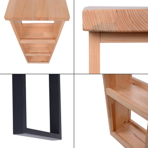 Bartisch Nørager mit Regal aus Kiefernholz [en.casa]