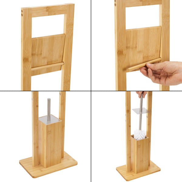 Toilettengarnitur Västerås Toilettenpapierständer mit Klobürste Bambus [en.casa]