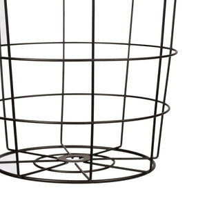 Beistelltisch-Set Hundested 2er Set Metallkorb Schwarz / Holzfarben [en.casa]