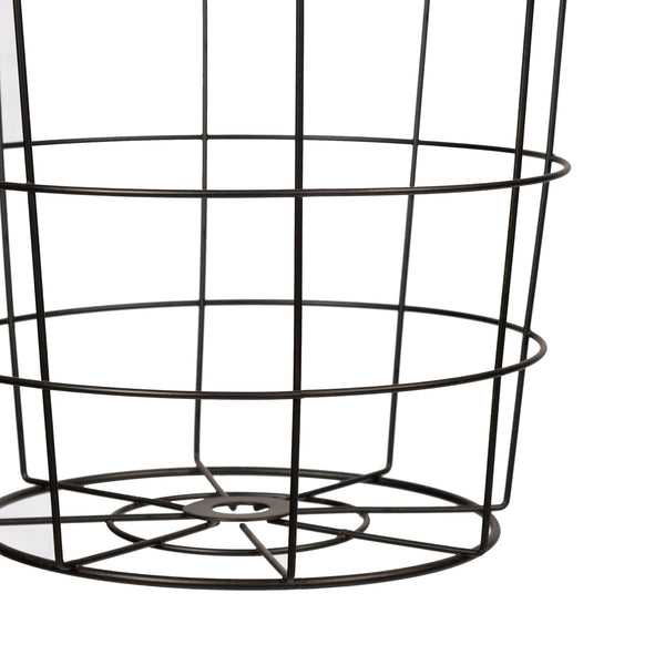 Beistelltisch-Set Hundested 2er Set Metallkorb Schwarz / Holzfarben [en.casa]