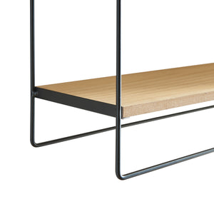 Wandregal Skovbo mit 3 Ablageflächen Schwarz/Holzfarben [en.casa]