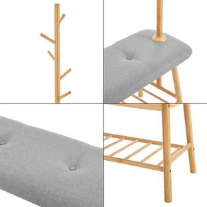 Garderobenbank Bygland aus Bambus 90x34x165cm [en.casa]