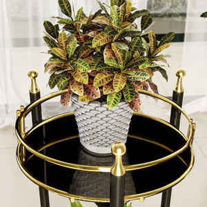 Blumenständer Oulainen 79x28x28cm Schwarz/Gold [en.casa]