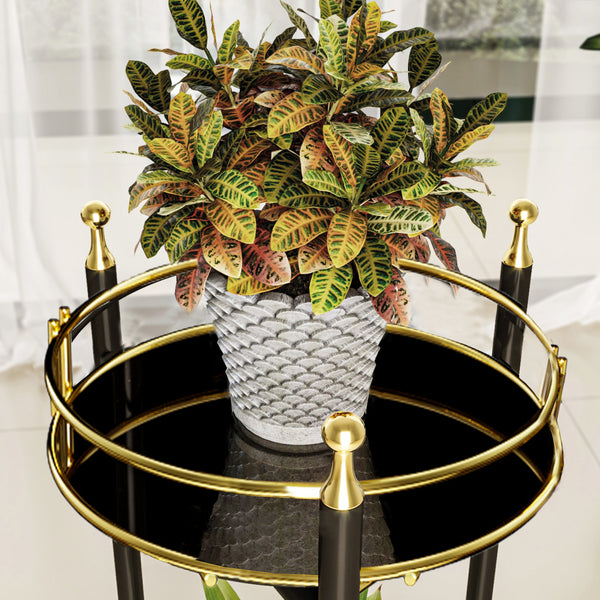 Blumenständer Oulainen 79x28x28cm Schwarz/Gold [en.casa]